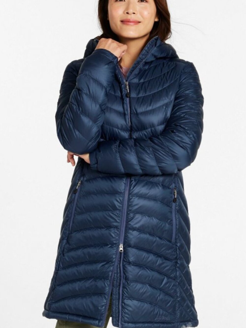 LL Bean Women's Ultralight 850 Down Hooded Coat, Three-Quarter Length